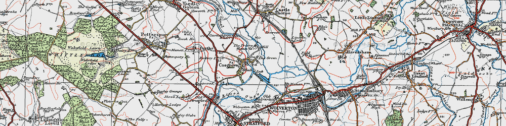Old map of Cosgrove in 1919