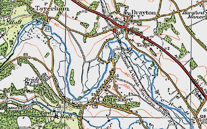 Old map of Costessey in 1922