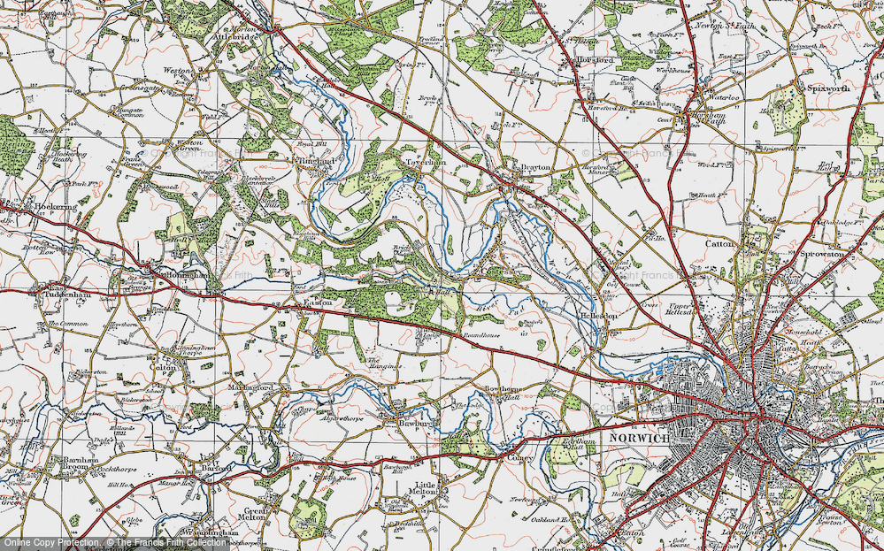Old Map of Costessey Park, 1922 in 1922