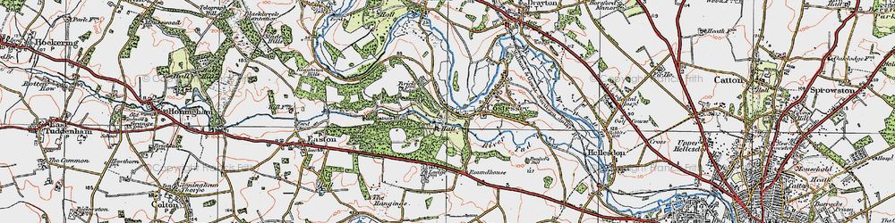 Old map of Costessey Park in 1922