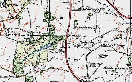 Old map of Langold Country Park in 1923
