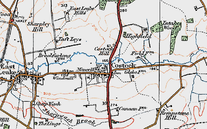 Old map of Costock in 1921
