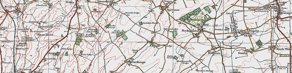 Old map of Coston in 1921