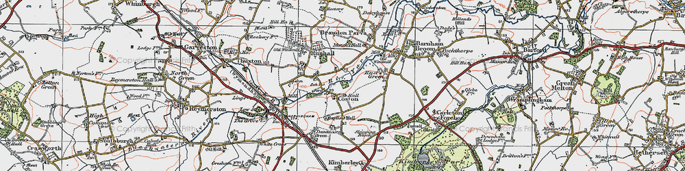Old map of Coston in 1921