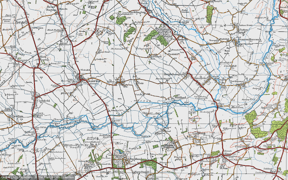 Old Map of Historic Map covering Shifford Lock in 1919