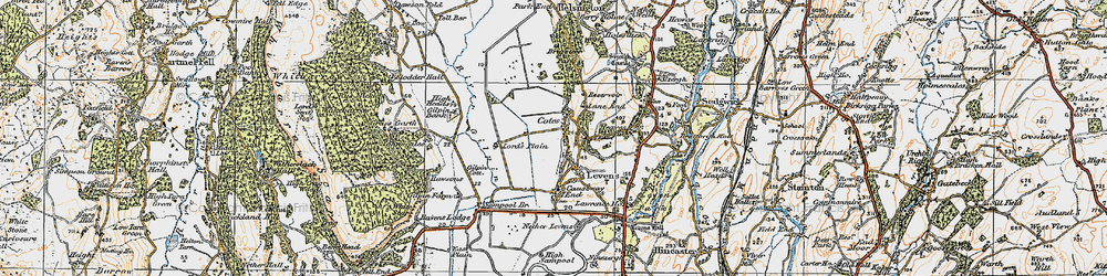Old map of Levens Moss in 1925