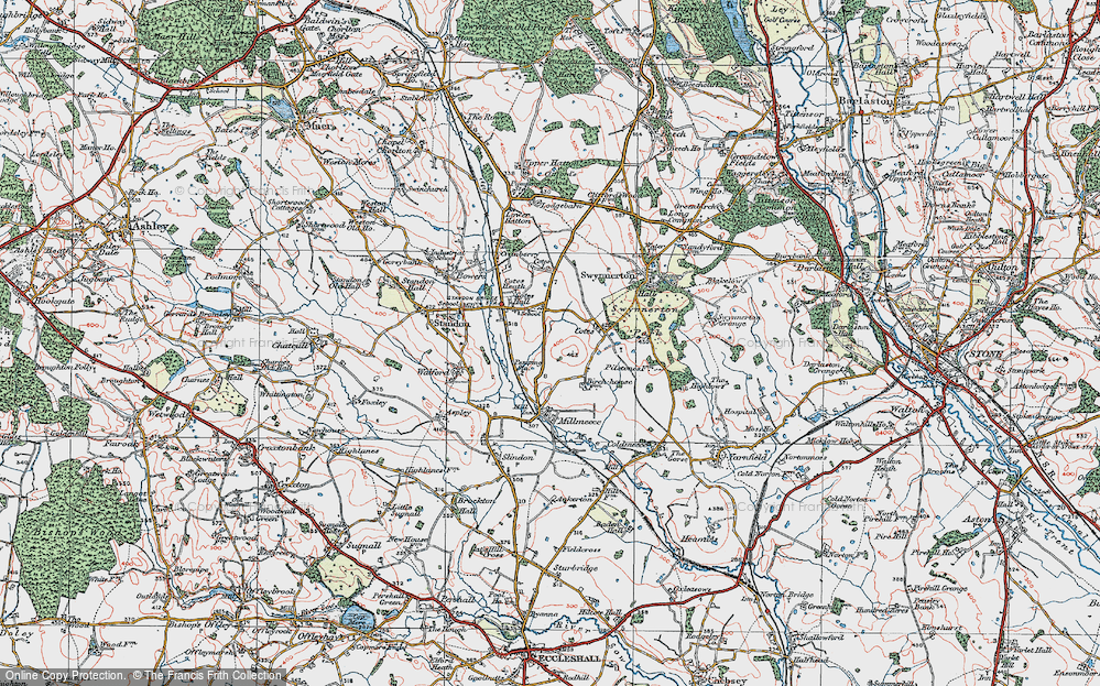 Old Map of Cotes Heath, 1921 in 1921