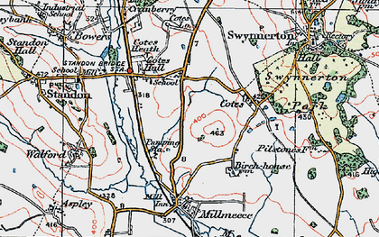 Old map of Cotes Heath in 1921