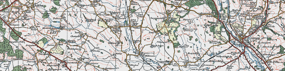 Old map of Cotes Heath in 1921