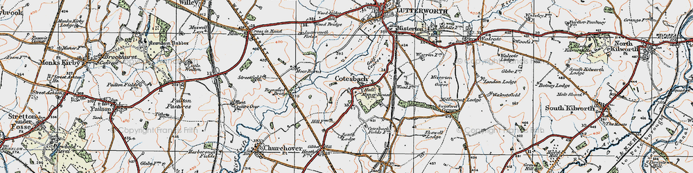 Old map of Cotesbach in 1920