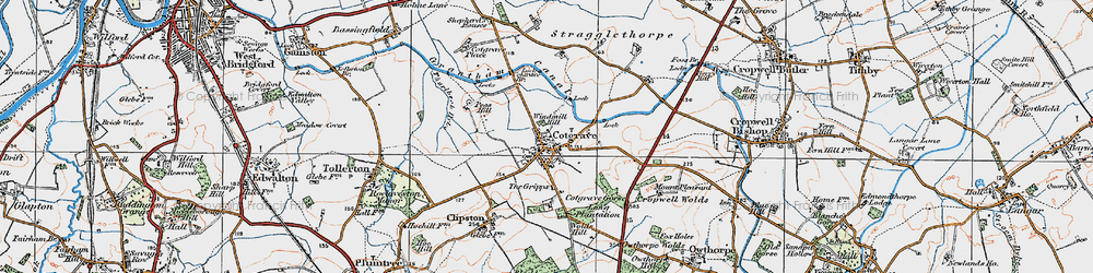 Old map of Cotgrave in 1921