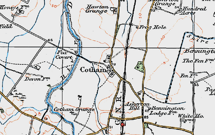 Old map of Cotham in 1921