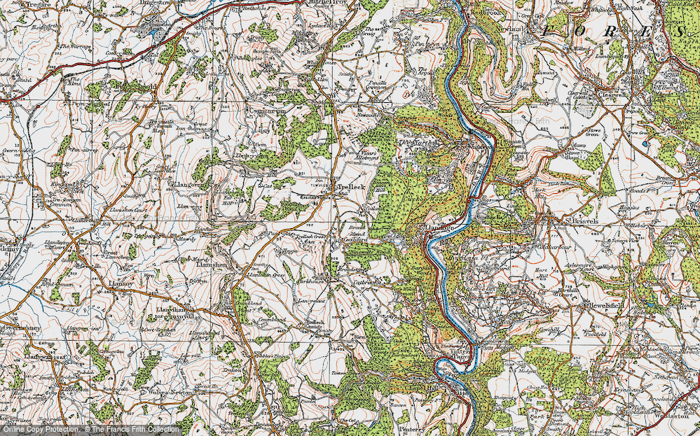 Old Map of Historic Map covering Broad Meend in 1919
