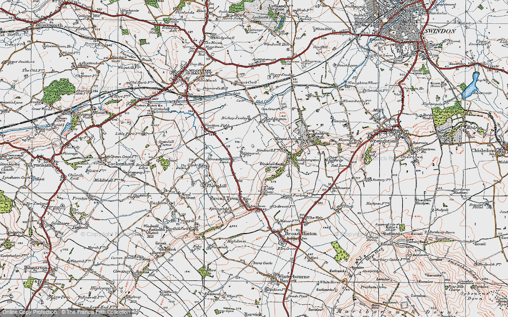 Old Map of Historic Map covering Wootton Meadows in 1919