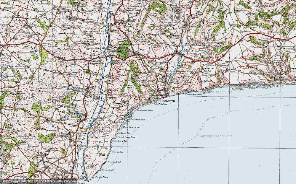 Old Map of Historic Map covering Pinn in 1919