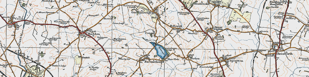 Old map of Coton in 1919