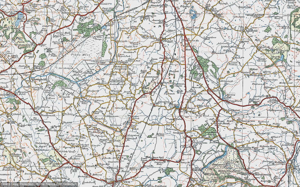 Old Map of Historic Map covering Prees Sta in 1921