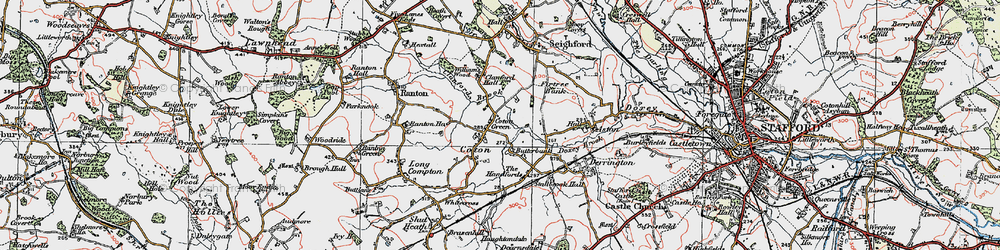 Old map of Coton Clanford in 1921