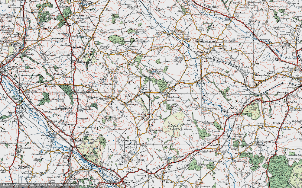 Old Map of Coton Hayes, 1921 in 1921