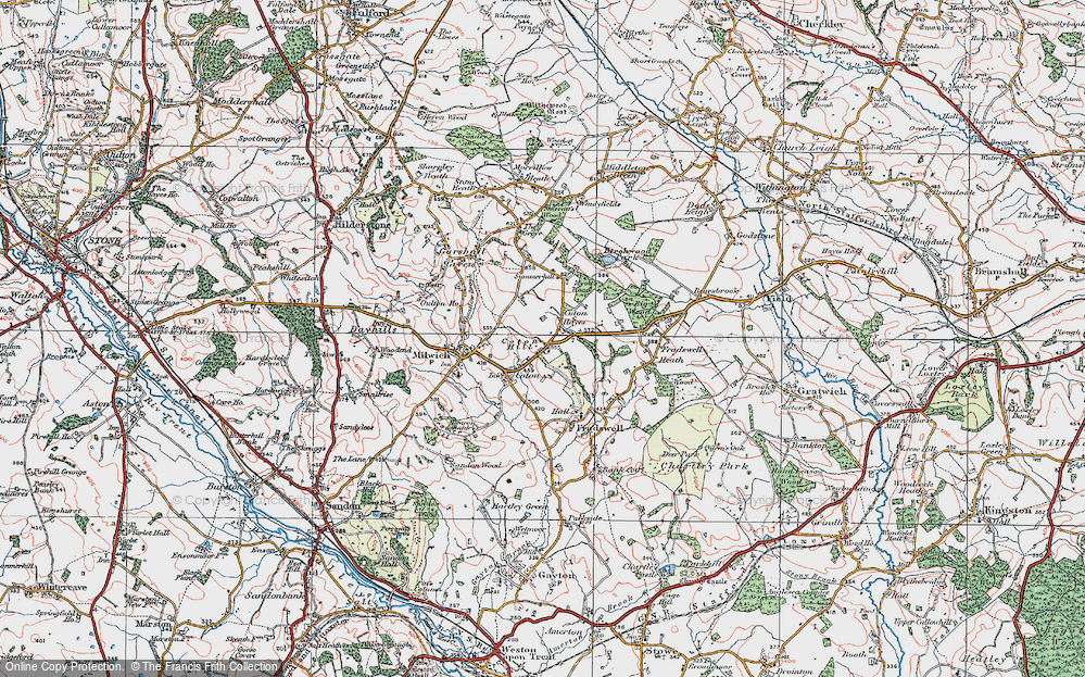 Old Map of Coton Hill, 1921 in 1921