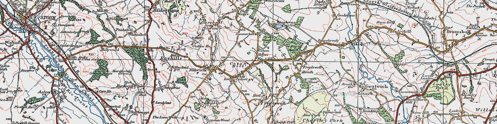 Old map of Coton Hill in 1921