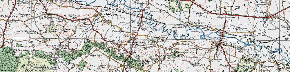 Old map of Coton in the Clay in 1921
