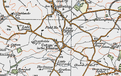 Old map of Coton in the Elms in 1921