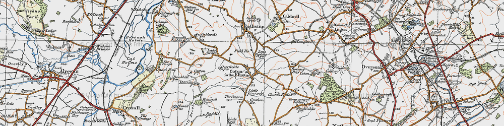 Old map of Coton in the Elms in 1921