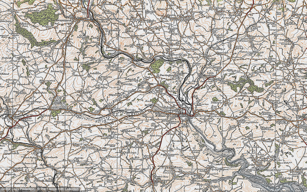 Old Map of Historic Map covering Yarner Beacon in 1919