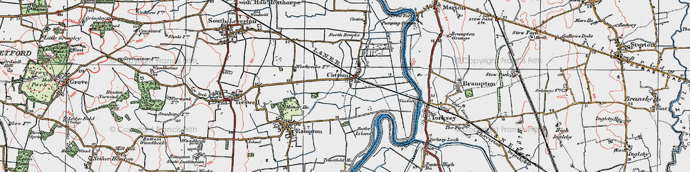 Old map of Cottam in 1923