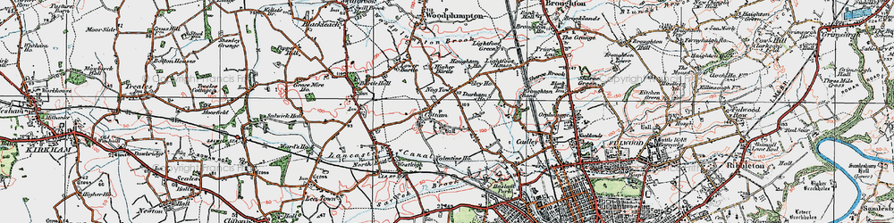 Old map of Cottam in 1924