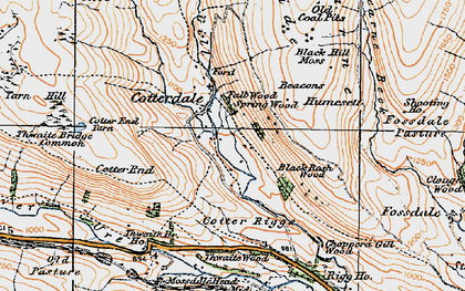 Old map of Black Hill Moss in 1925