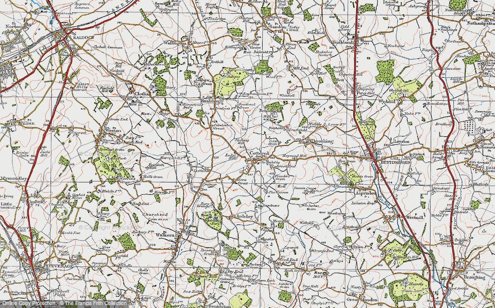 Old Map of Cottered, 1919 in 1919