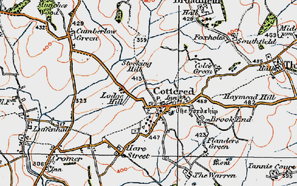 Old map of Cottered in 1919