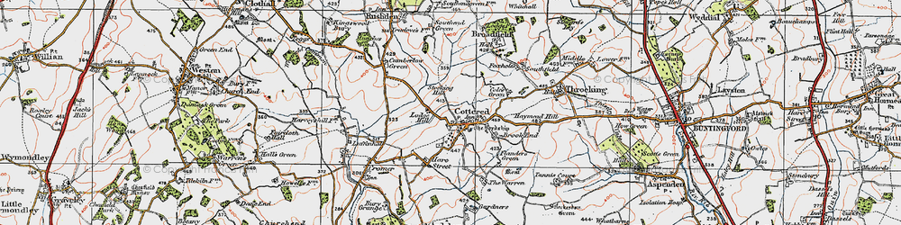Old map of Cottered in 1919