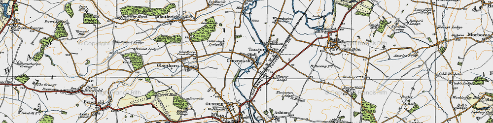Old map of Cotterstock in 1920