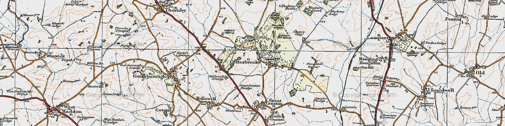 Old map of Cottesbrooke in 1919