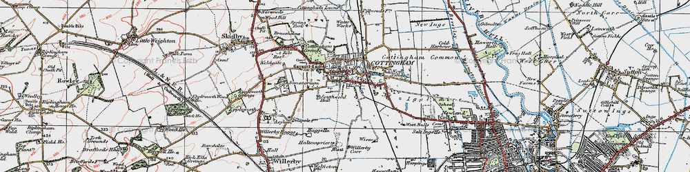 Old map of Cottingham in 1924