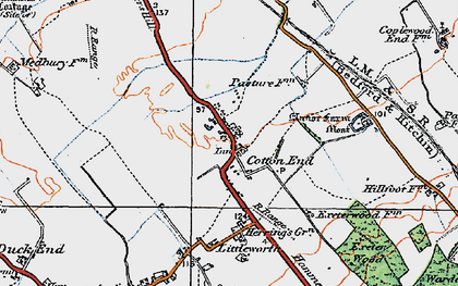 Old map of Cotton End in 1919