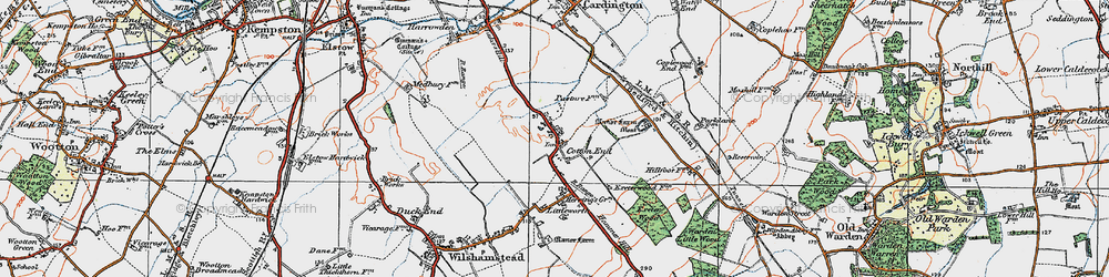 Old map of Cotton End in 1919