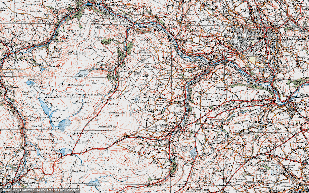 Old Map of Historic Map covering Baitings Pasture in 1925