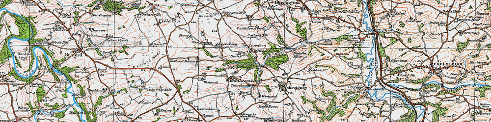 Old map of Burrington Moor Cross in 1919
