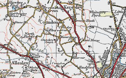 Old map of Coundon in 1920