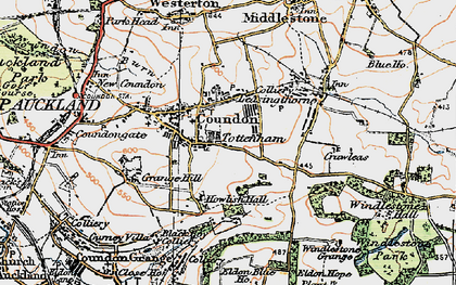 Old map of Coundon in 1925