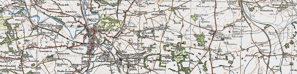 Old map of Coundon in 1925