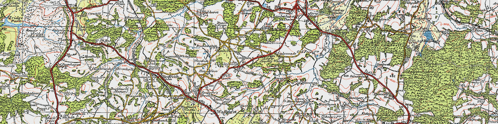 Old map of Cousley Wood in 1920