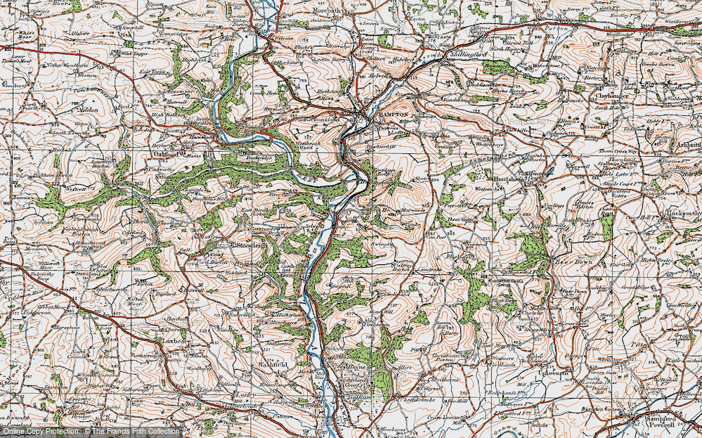 Old Map of Historic Map covering Bickleigh Wood in 1919