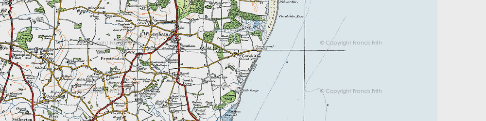 Old map of Covehithe in 1921