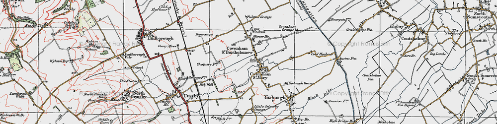 Old map of Covenham St Bartholomew in 1923