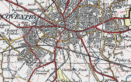 Old map of Coventry in 1920